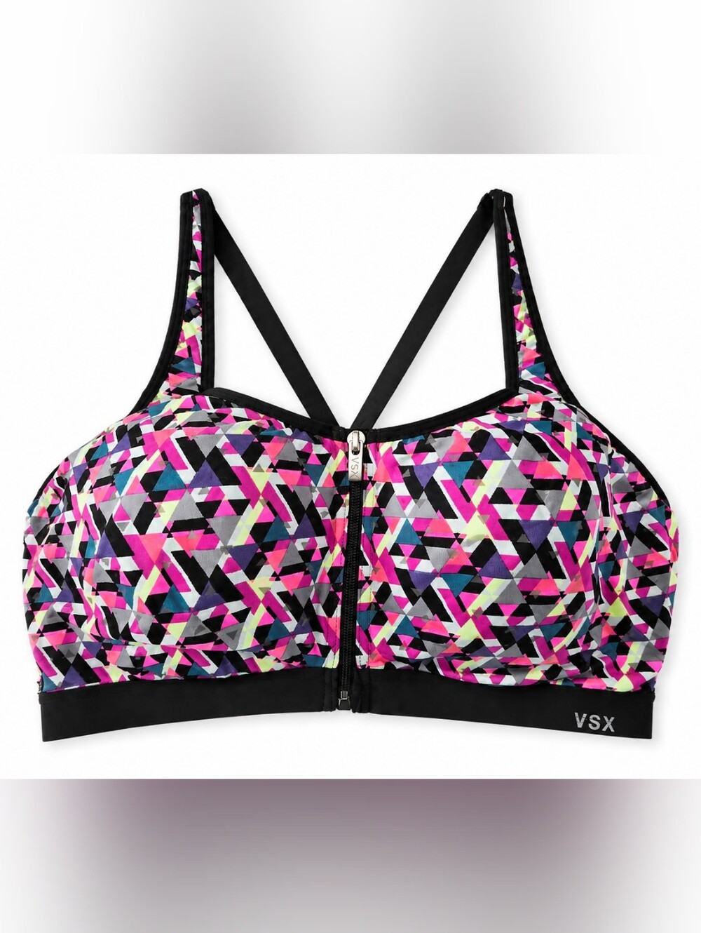 Victoria's Secret Pink Multi Geometric Front-Zip Sports Bra